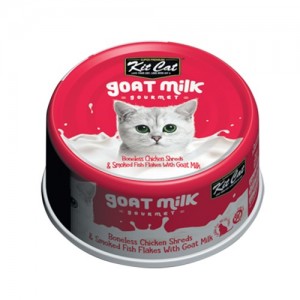 Kit Cat Goat Milk Gourmet Boneless Chicken Shreds & Smoked Fish Flakes 70g 1 carton (24 cans)